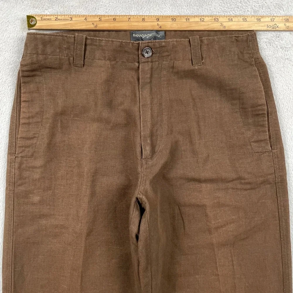 Vintage Banana Republic Pants Mens 31x30 Relaxed Straight Brown Linen Blend